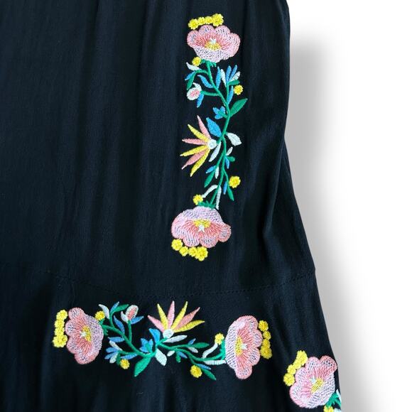 Umgee USA Black Sleeveless Dress Small Boho Floral Embroidered Tunic Shift - Picture 6 of 8